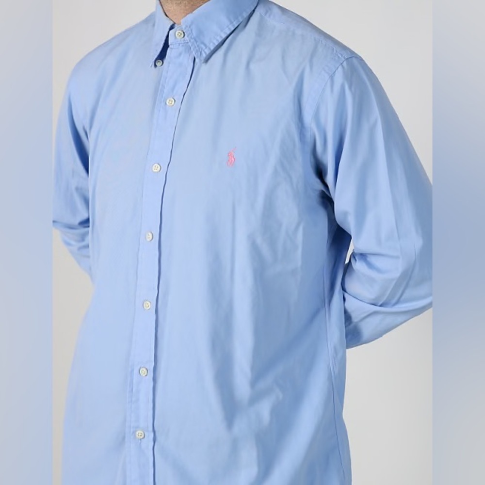 Ralph Lauren Light Blue Casual Button Down Shirt Performance Style